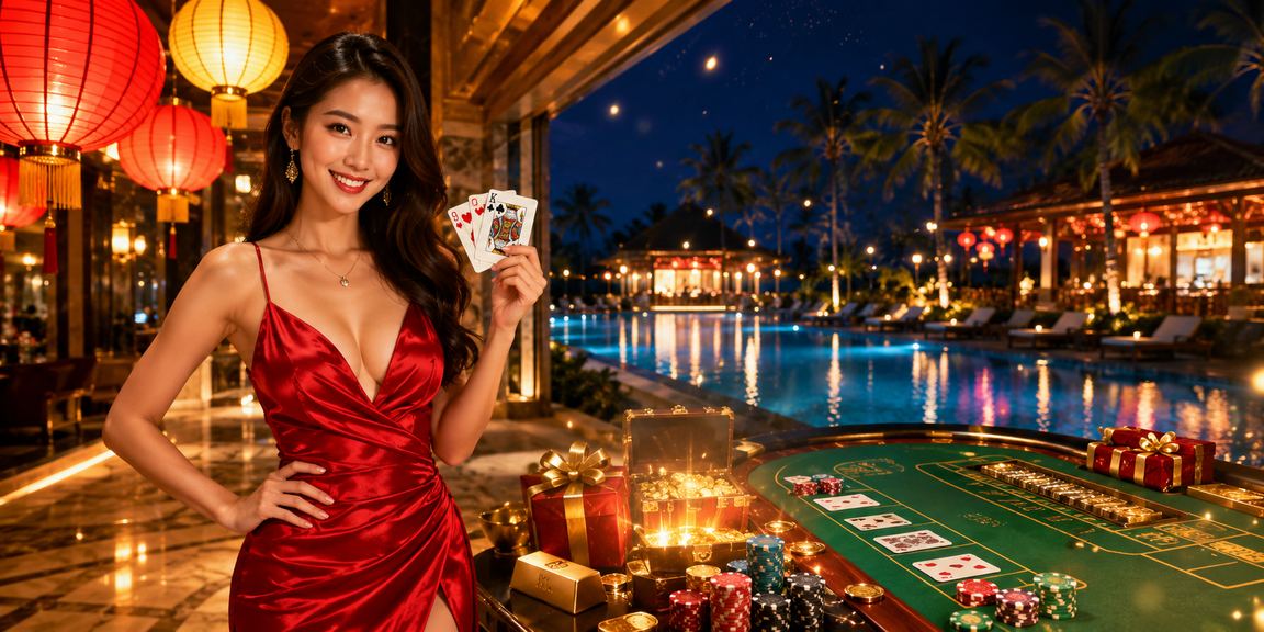 Bàn chơi Baccarat live trang trí đèn lồng phong cách Hội An